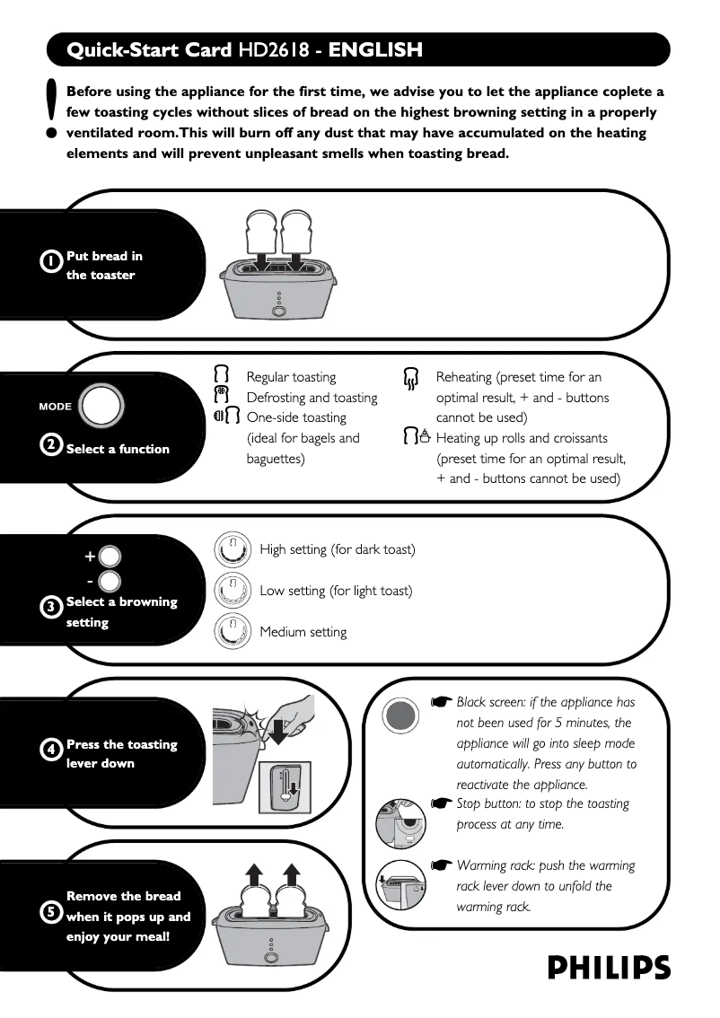 Page 1 de la notice Manuel utilisateur Philips Aluminium Collection HD2618
