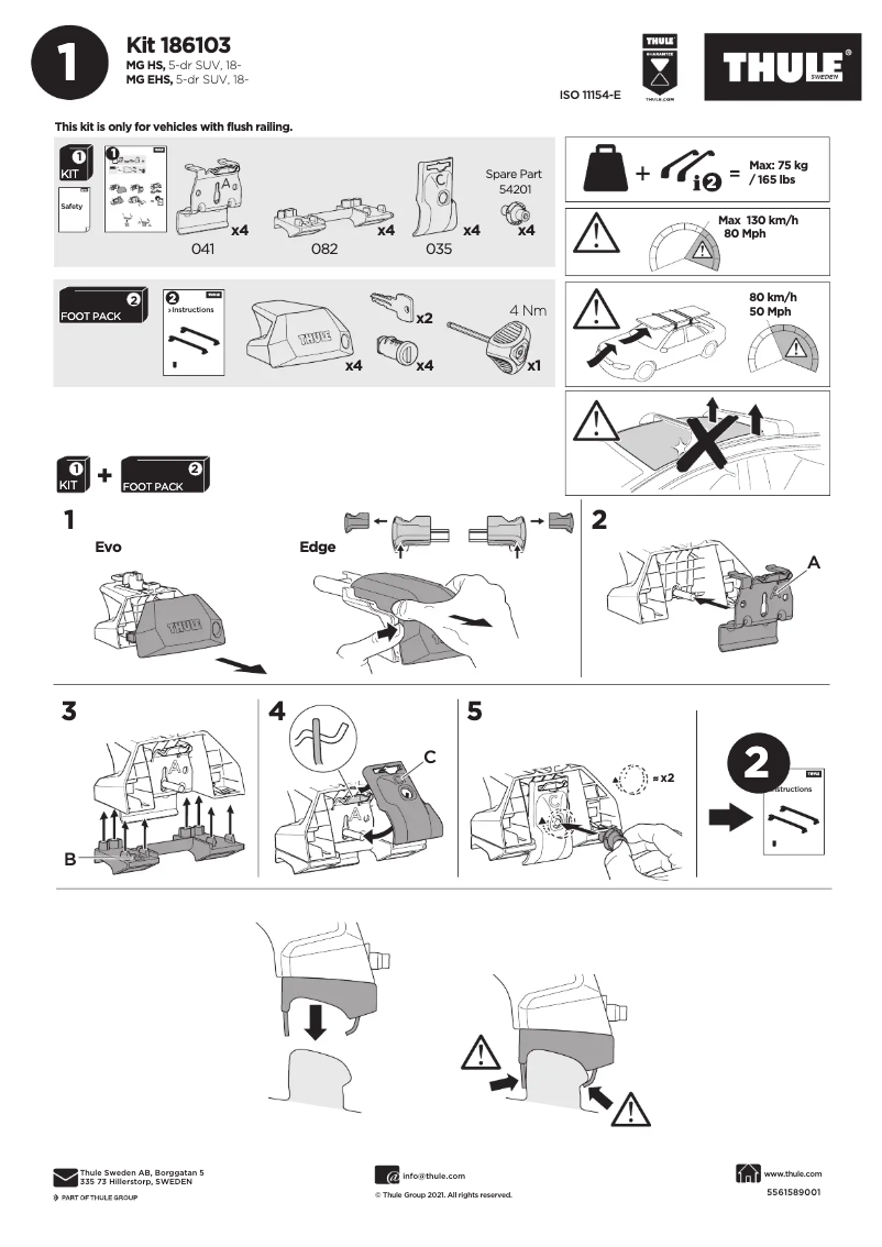 Page 1 de la notice Manuel utilisateur Thule Kit 186103