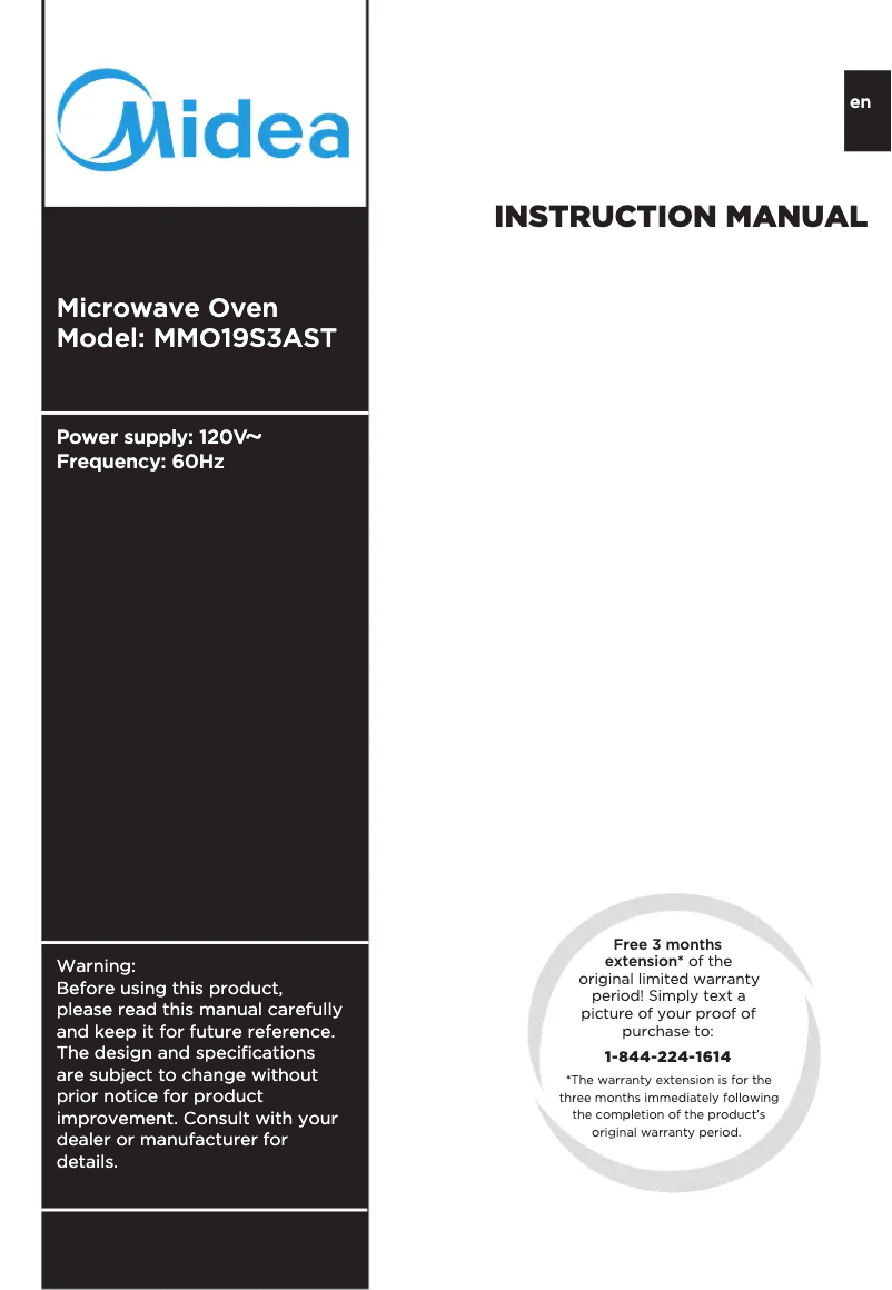 Image de la première page du manuel de l'appareil MMO19S3AST