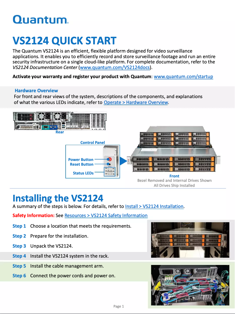 Page n°1 - Manuel utilisateur Quantum VS2124