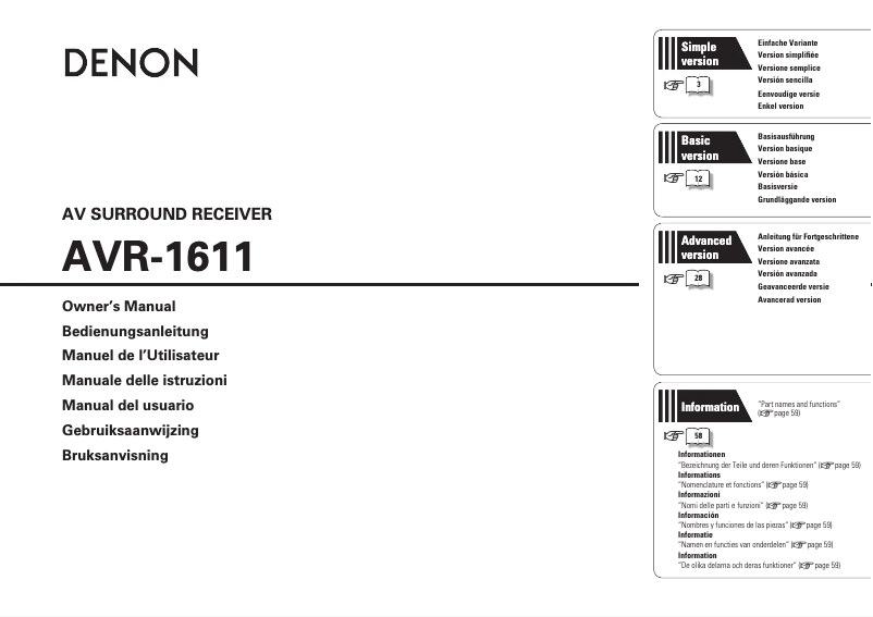 Image de la première page du manuel de l'appareil AVR-1611
