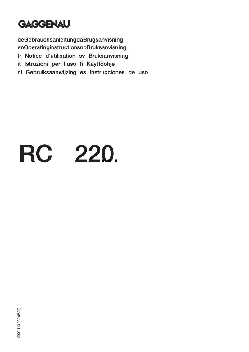 Page 1 de la notice Manuel utilisateur Gaggenau RC 220-200