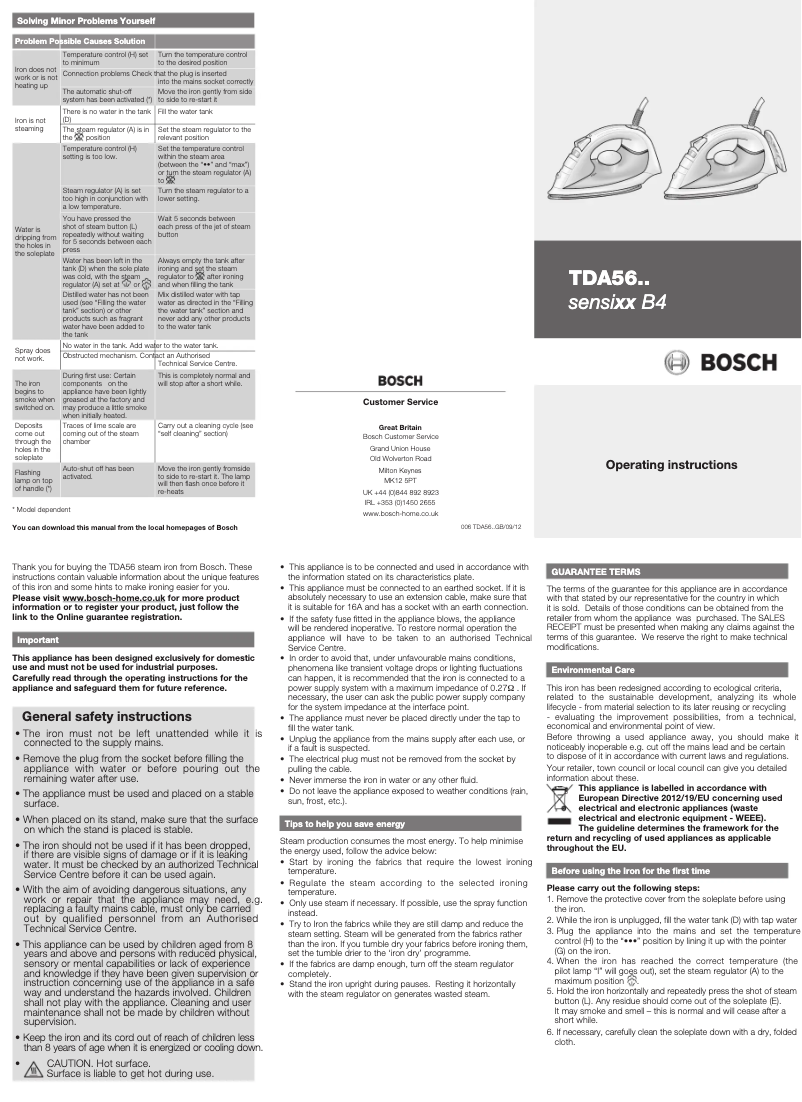 Page 1 de la notice Manuel utilisateur Bosch AllStar CordPlus TDA5615GB