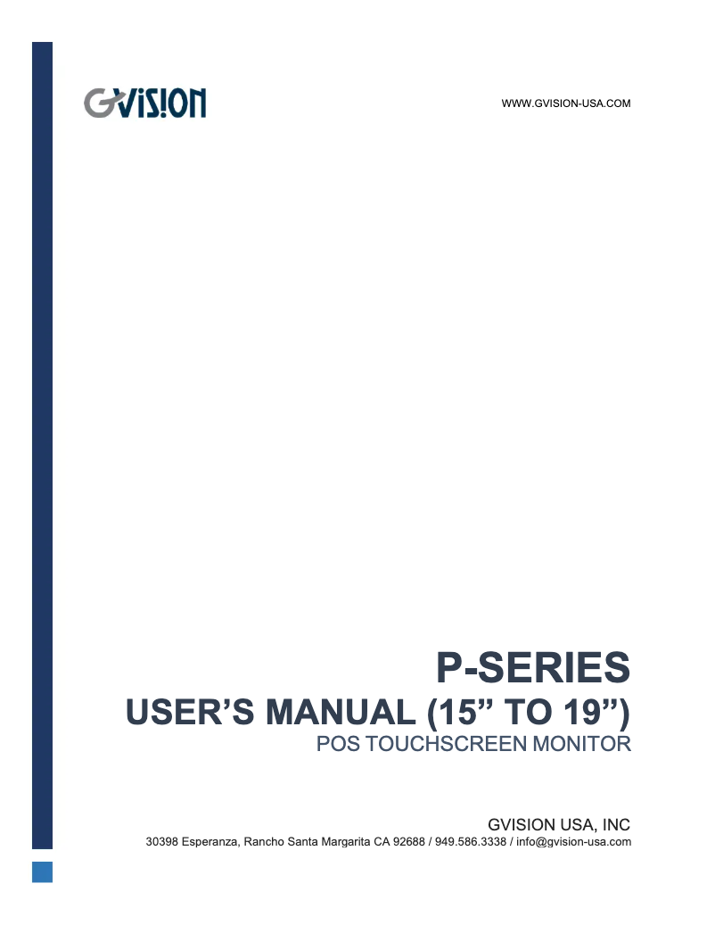 Page n°1 - Manuel utilisateur GVision P17BH-AB-400G