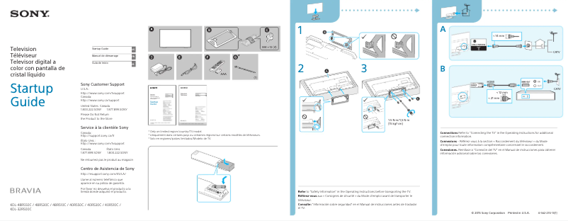 Page n°1 - Guide d'installation Sony Bravia KDL-48R510C