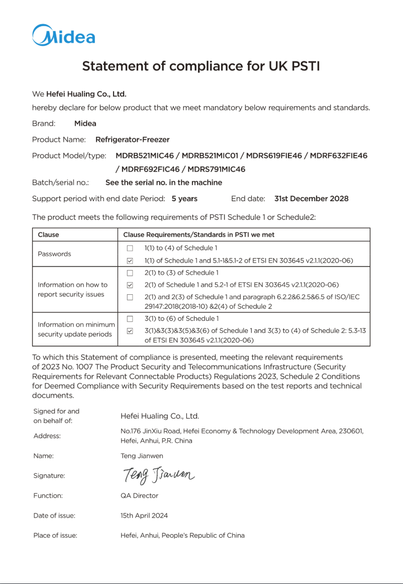 Page 1 de la notice Manuel utilisateur Midea MDRF692FIC46