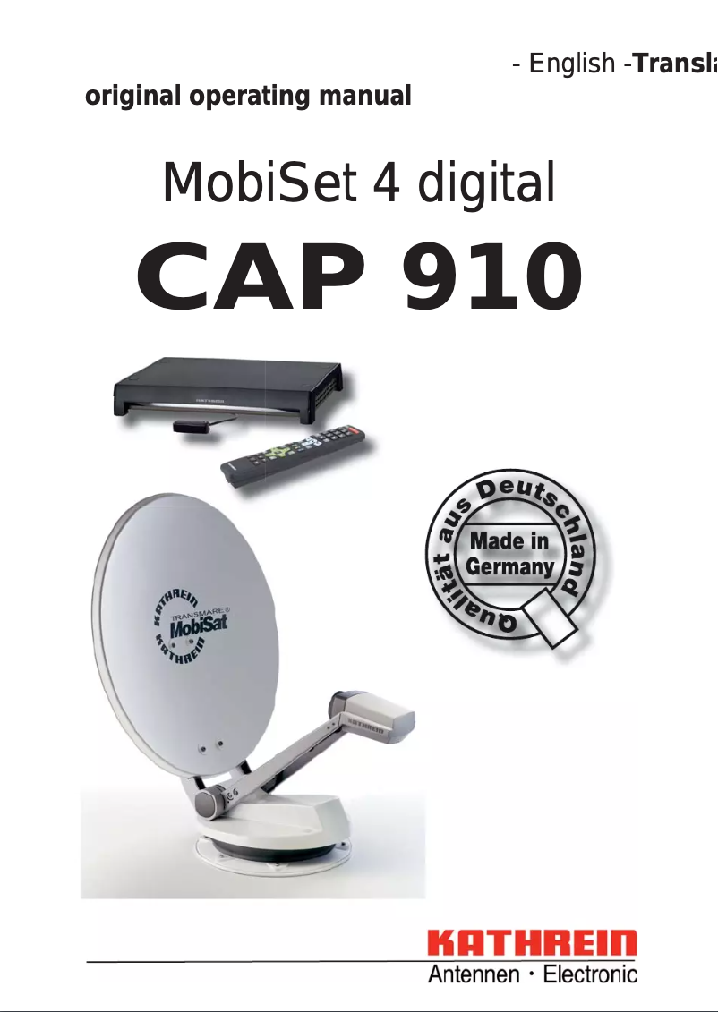 Page n°1 - Manuel utilisateur Kathrein MobiSet 4 digital CAP 910