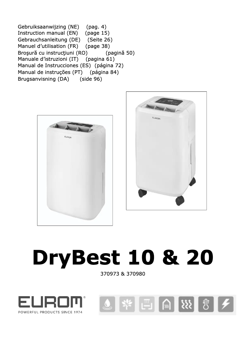 Page n°1 - Manuel utilisateur Eurom DryBest 10