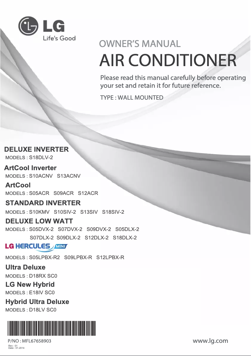 Page 1 de la notice Manuel utilisateur LG D18RX