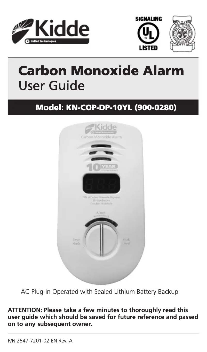 Page n°1 - Manuel utilisateur Kidde KN-COP-DP-10YL