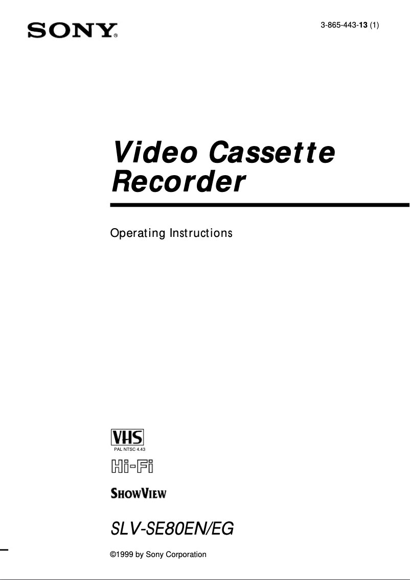 Image de la première page du manuel de l'appareil SLV-SE80EN