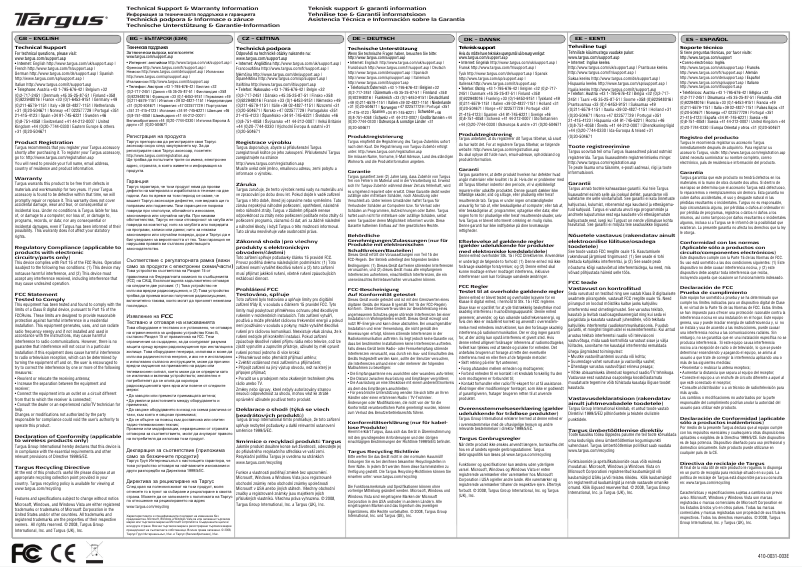 Page n°1 - Manuel utilisateur Targus AMU30EUZ