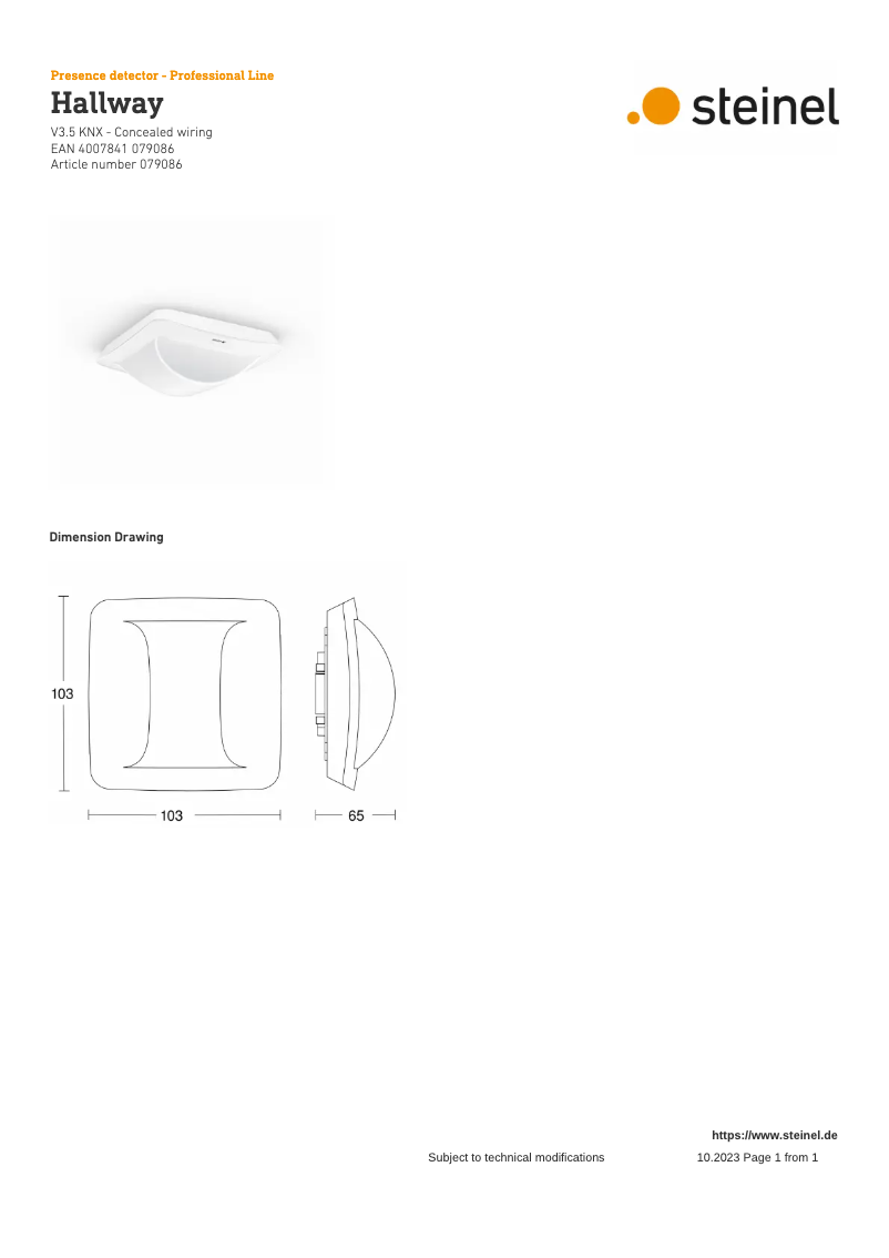 Image de la première page du manuel de l'appareil Hallway KNX