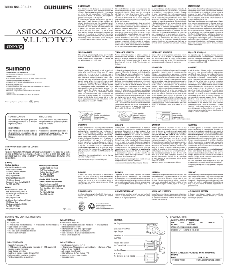 Image de la première page du manuel de l'appareil Calcutta 700BSV