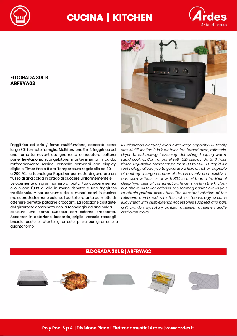 Page 1 de la notice Fiche technique Ardes ARFRYA02