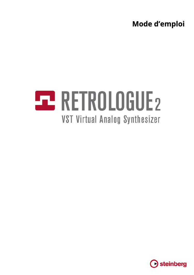 Page 1 de la notice Manuel utilisateur Steinberg Retrologue 2