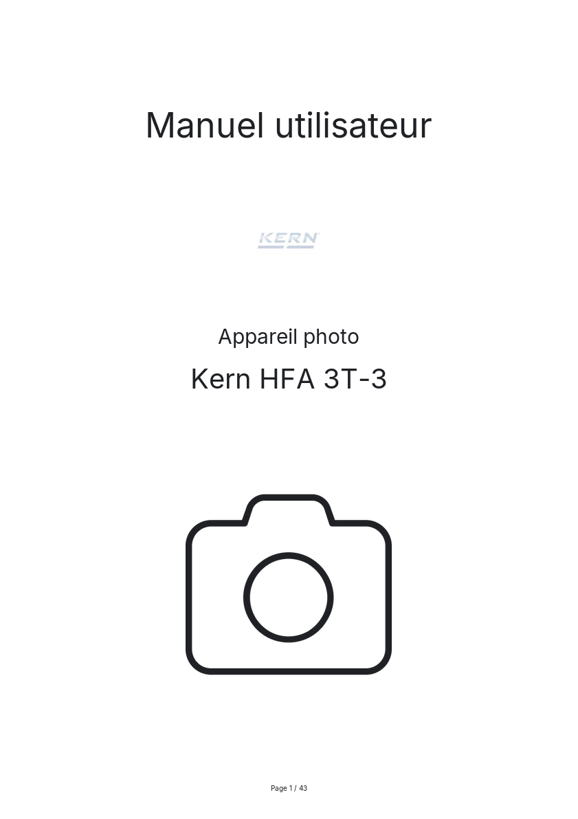 Page n°1 - Manuel utilisateur Kern HFA 3T-3