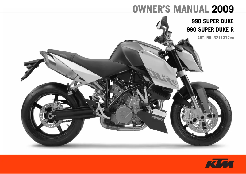 Page n°1 - Manuel utilisateur KTM 990 Super Duke (2009)