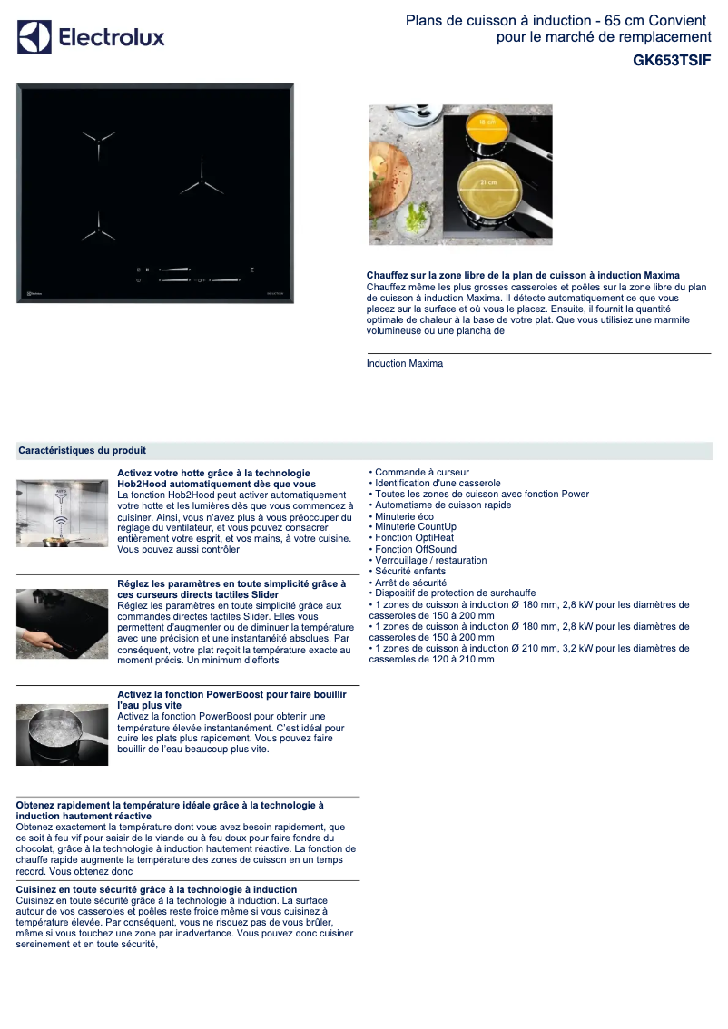 Page n°1 - Fiche technique Electrolux GK653TSIF