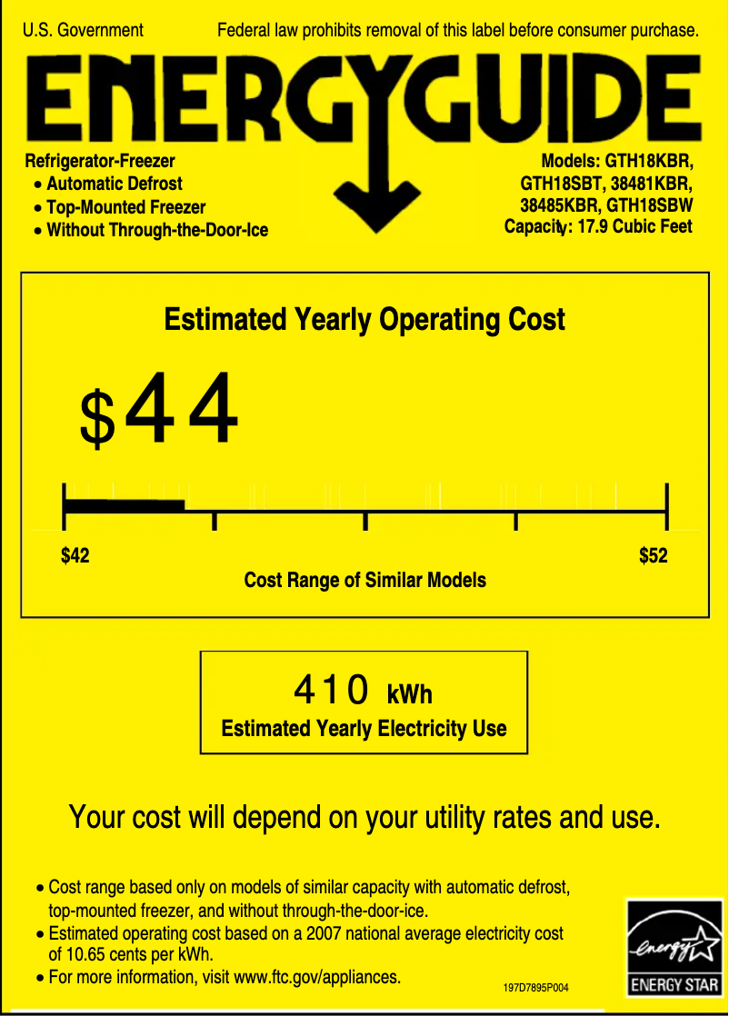 Image de la première page du manuel de l'appareil GTH18KBRWW