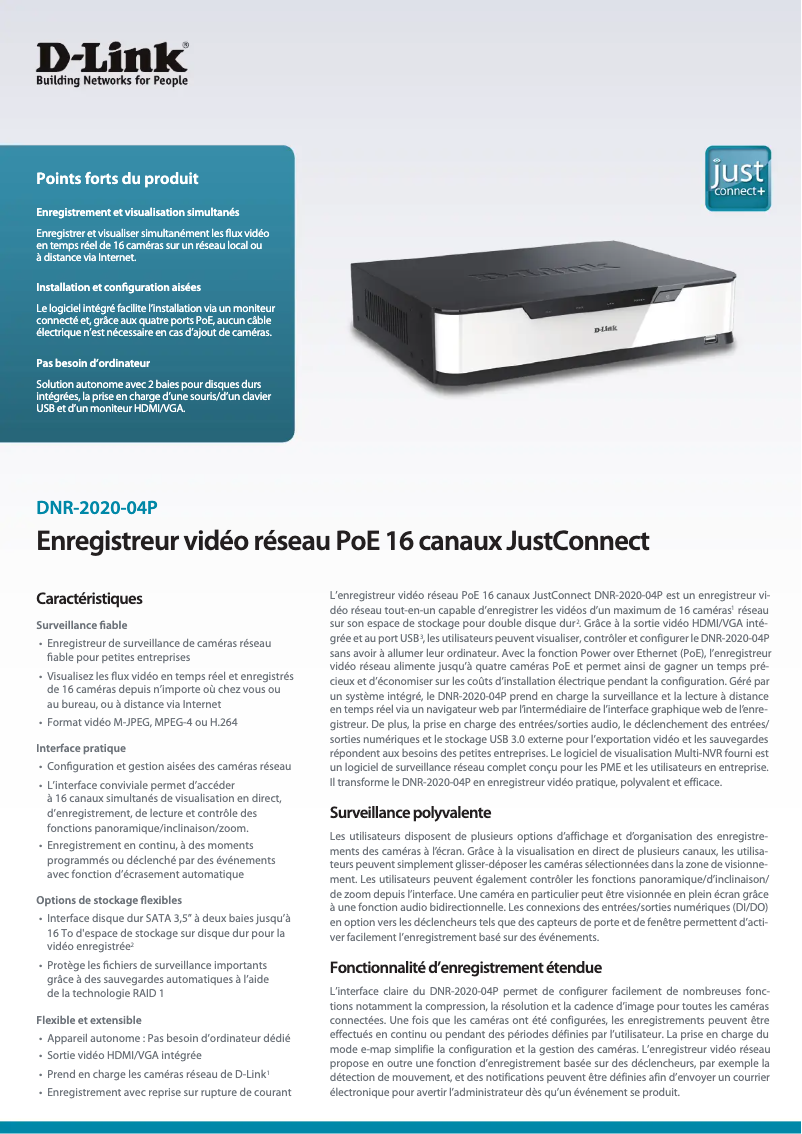 Page n°1 - Fiche technique D-Link DNR-2020-04P