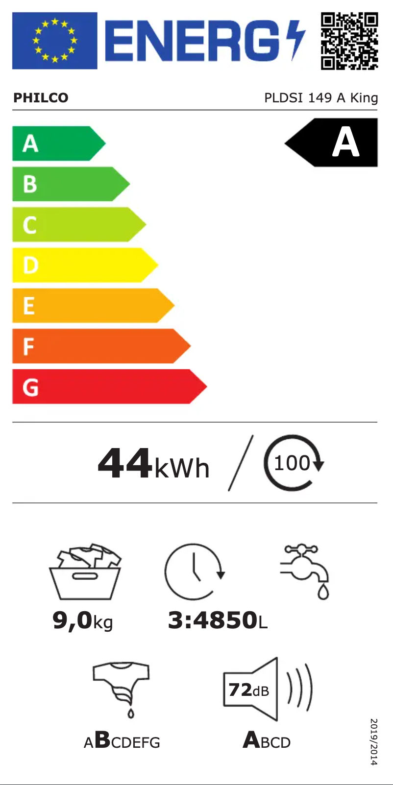 Page n°1 - Label énergétique Philco PLDSI 149 A King