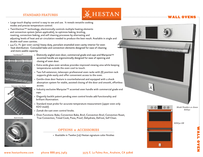 Page 1 de la notice Fiche technique Hestan KDO30