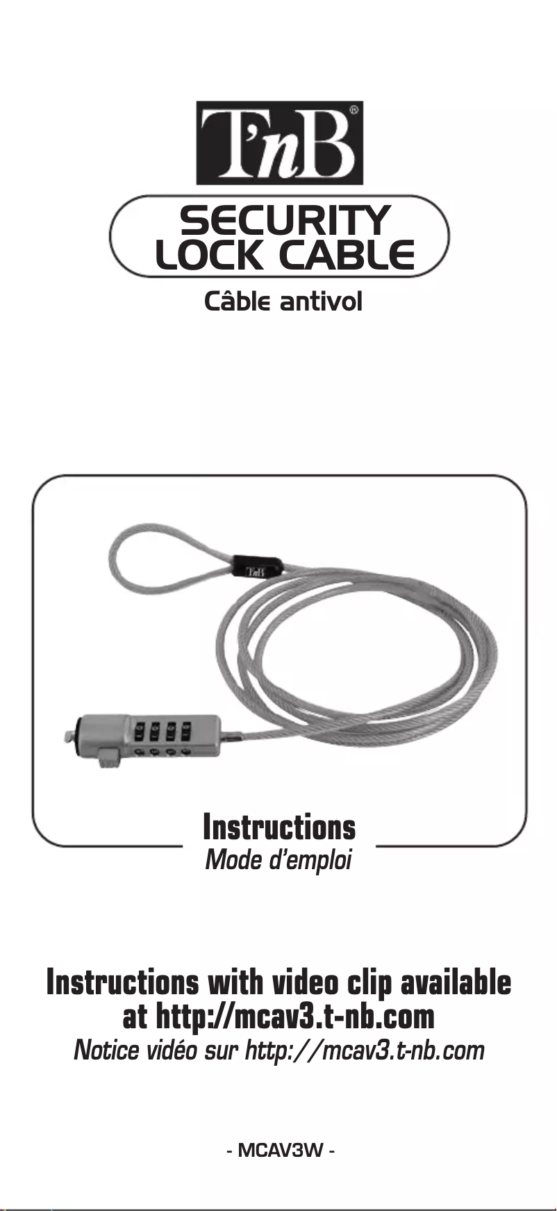 Page n°1 - Manuel utilisateur T'nB MCAV3W
