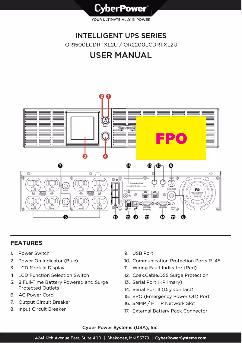 Page 1 of the manual Warranty Information CyberPower OR2200LCDRTXL2U