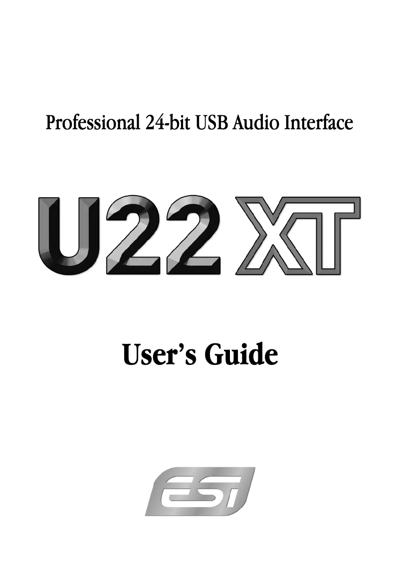 Page 1 of the manual User Manual ESI U22 XT