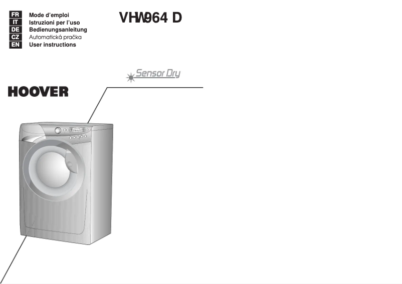 Page n°1 - Manuel utilisateur Hoover VH W 964 D