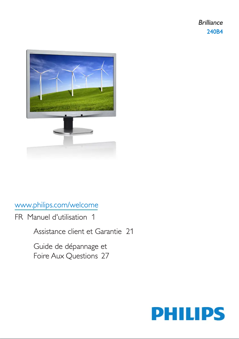 Page n°1 - Manuel utilisateur Philips Brilliance 240B4LPYNS