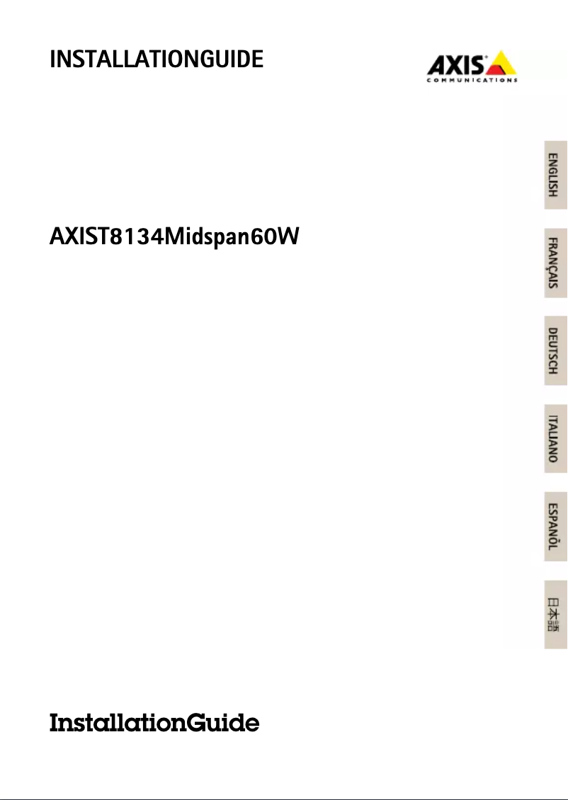 Page n°1 - Manuel utilisateur Axis T8134