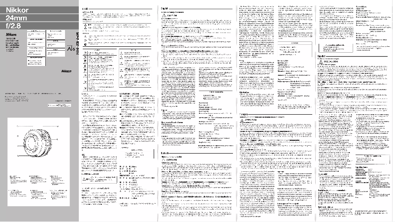 Image de la première page du manuel de l'appareil Nikkor 24mm f/2.8