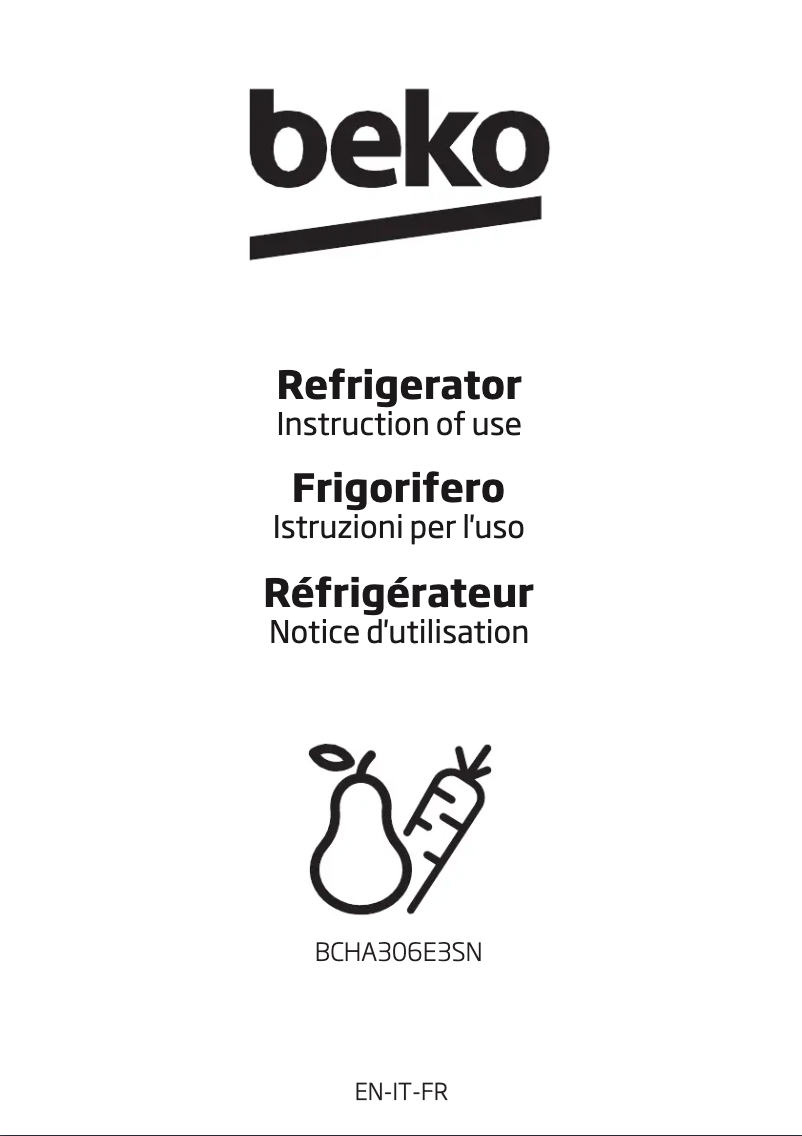 Page n°1 - Manuel utilisateur Beko BCHA306E3SN