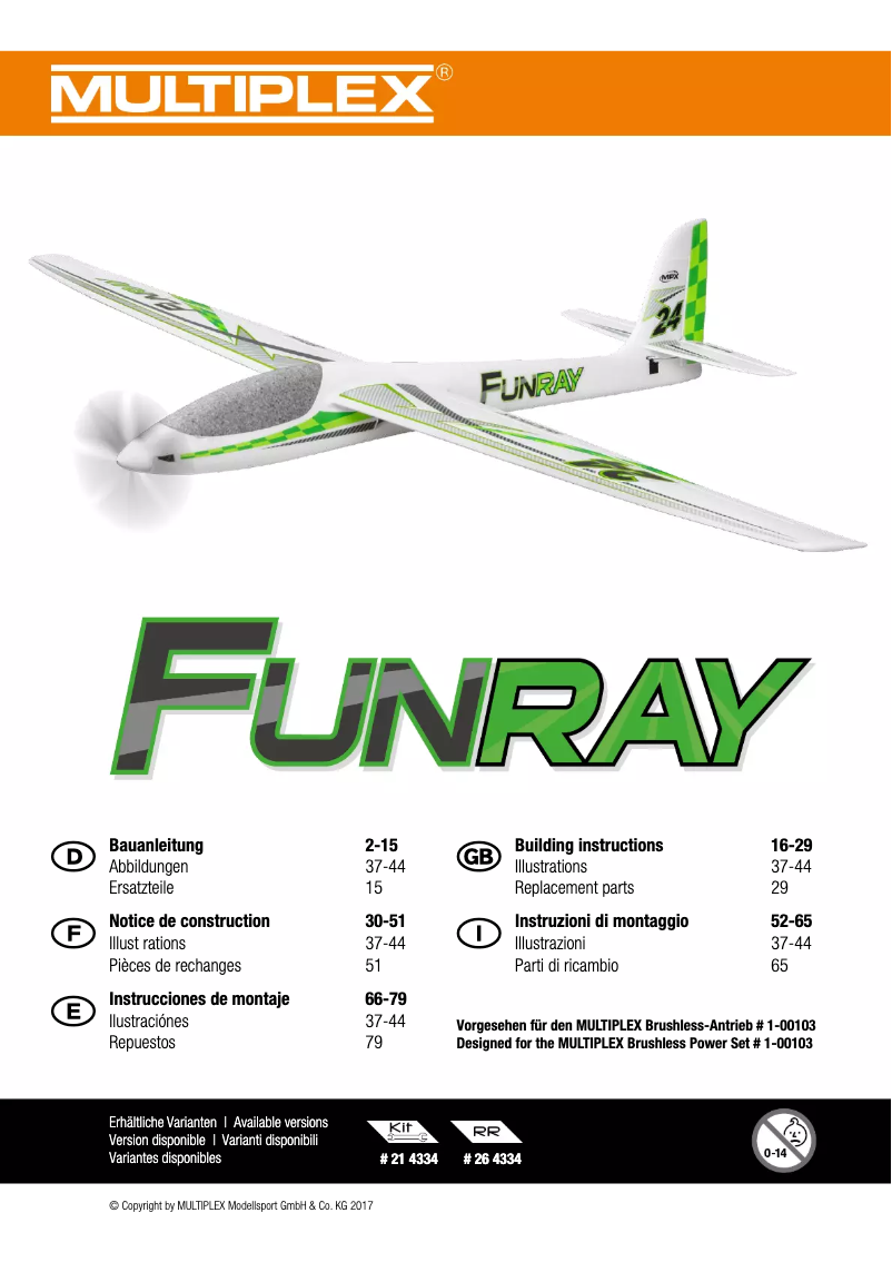 Page 1 de la notice Manuel utilisateur Multiplex RR Funray