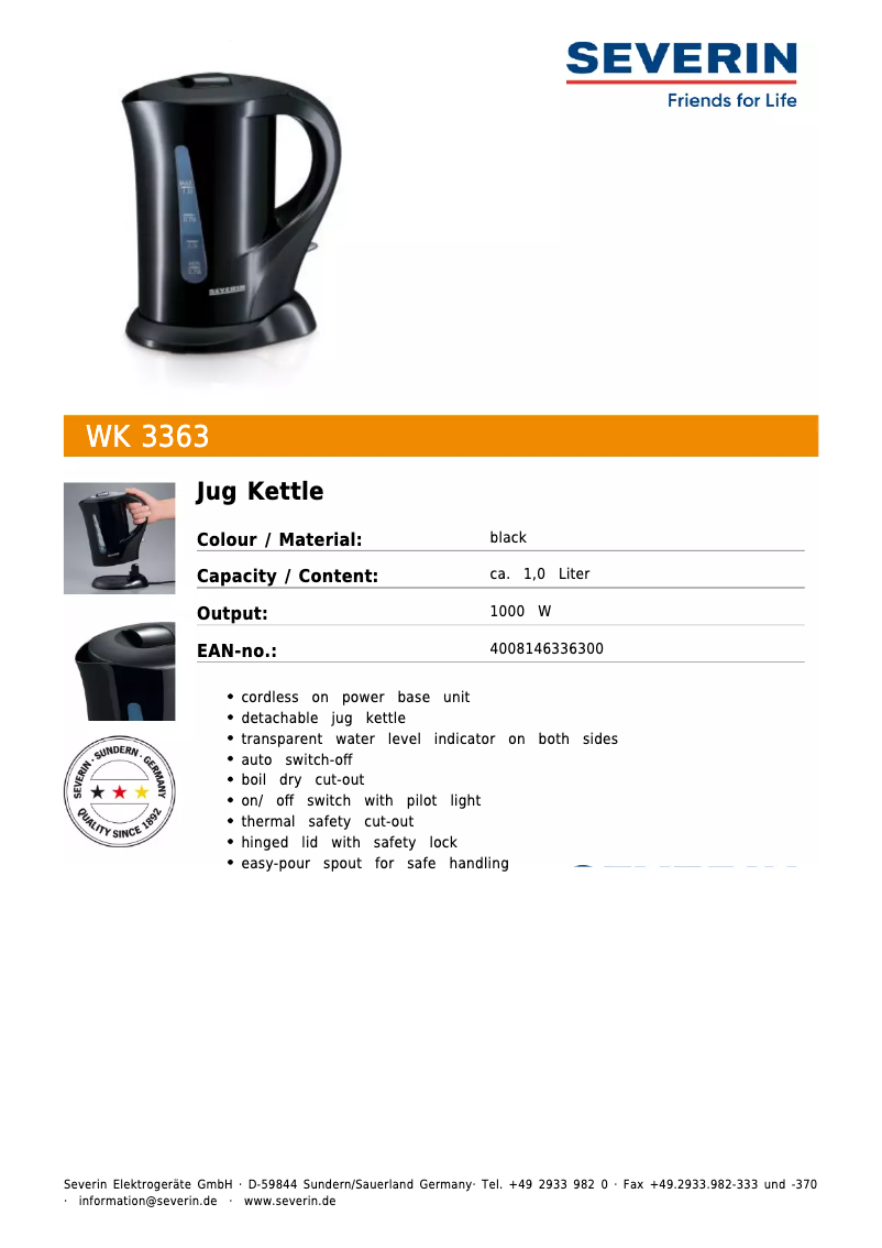 Image de la première page du manuel de l'appareil WK 3363