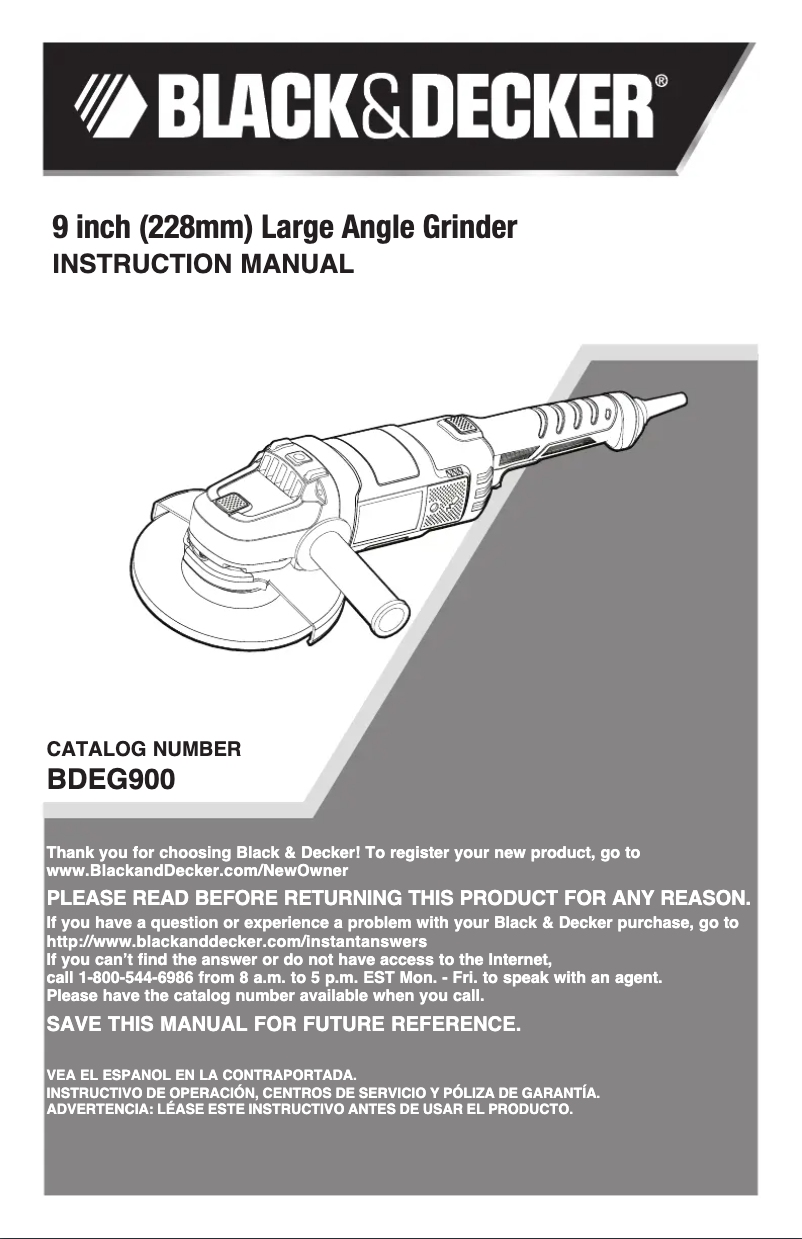 Page 1 de la notice Manuel utilisateur Black & Decker BDEG900