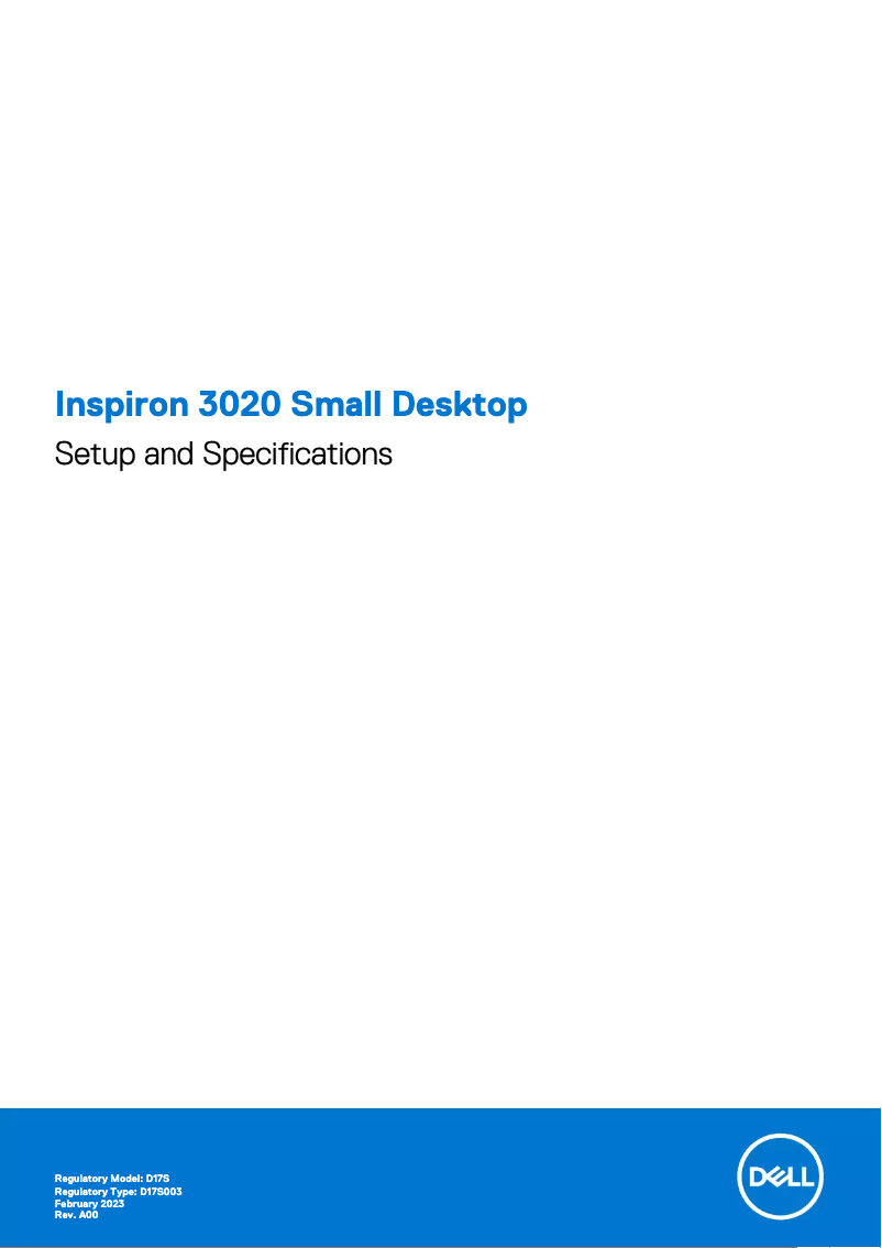 Page 1 de la notice Guide d'installation Dell Inspiron 3020 Small Desktop