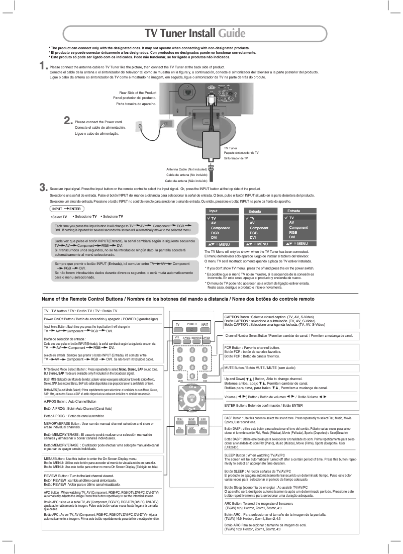 Page n°1 - Manuel utilisateur LG TN300