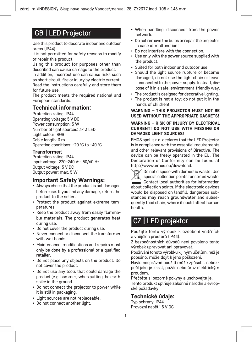 Page n°1 - Manuel utilisateur Emos DCPM02