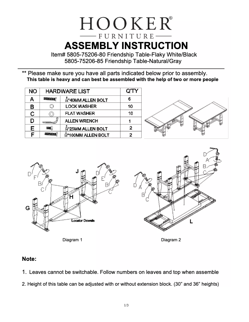 Page 1 de la notice Manuel utilisateur Hooker 5805-75206-85