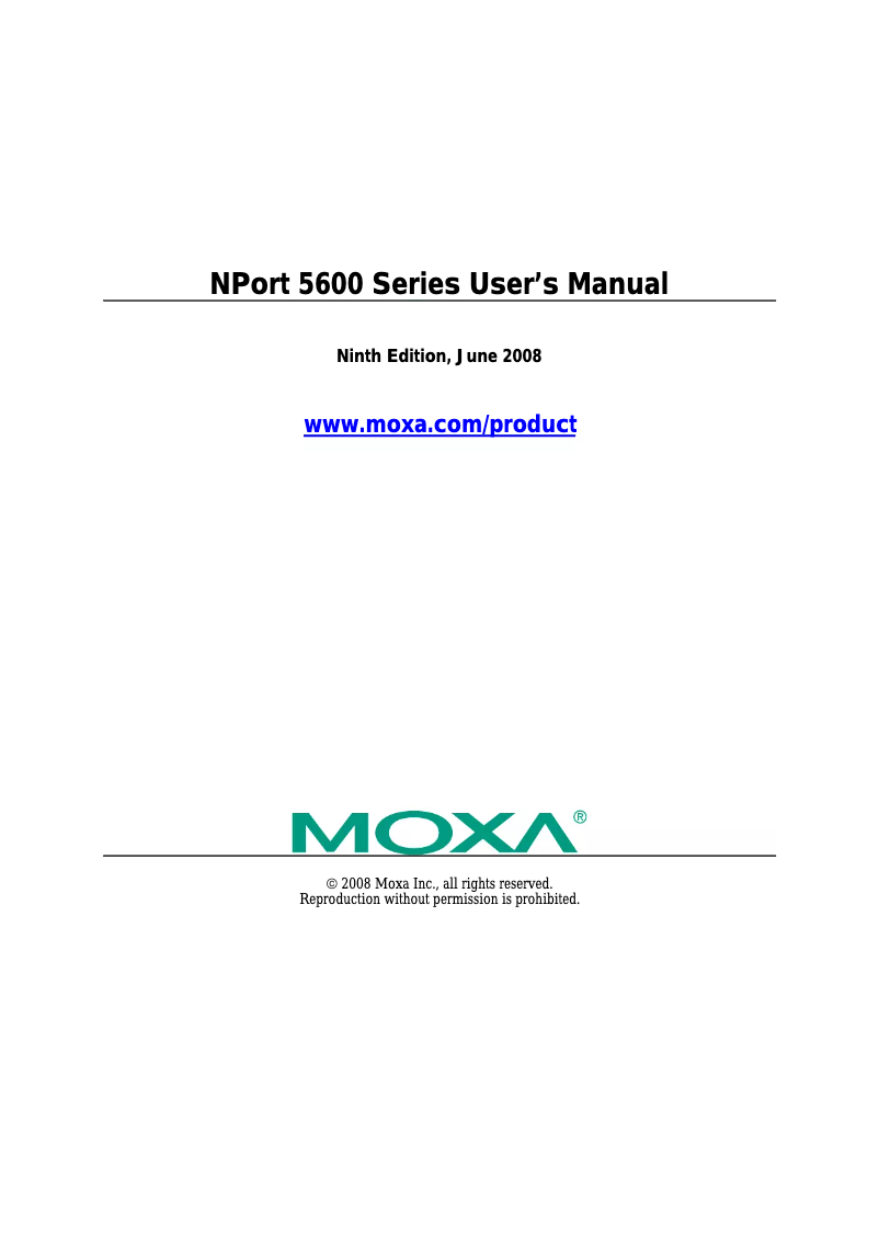 Page n°1 - Manuel utilisateur Moxa NPort 5610-8