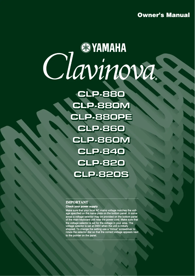 Page 1 de la notice Manuel utilisateur Yamaha Clavinova CLP-820