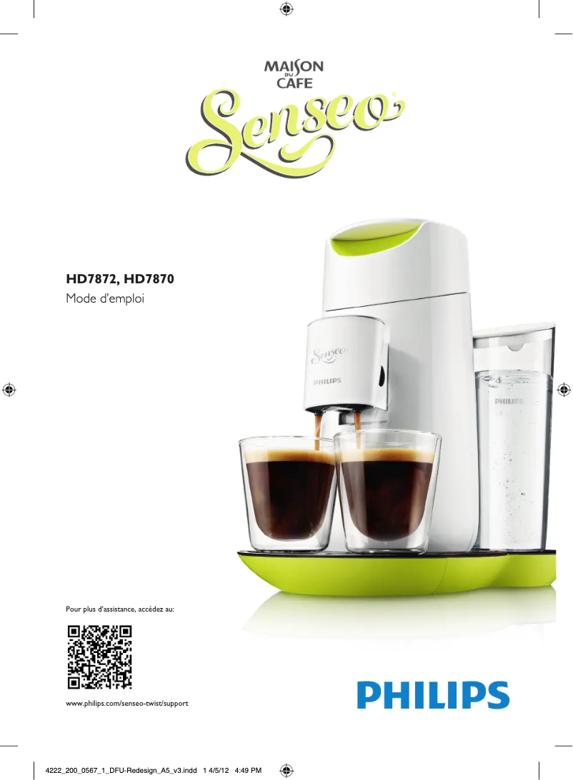 Page n°1 - Manuel utilisateur Philips Senseo Twist HD7872