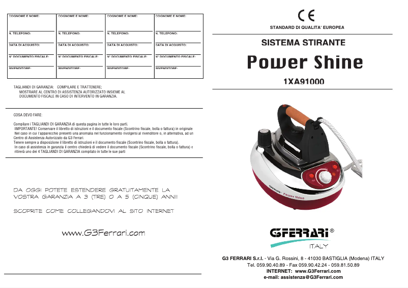 Page n°1 - Manuel utilisateur G3 Ferrari Power Shine