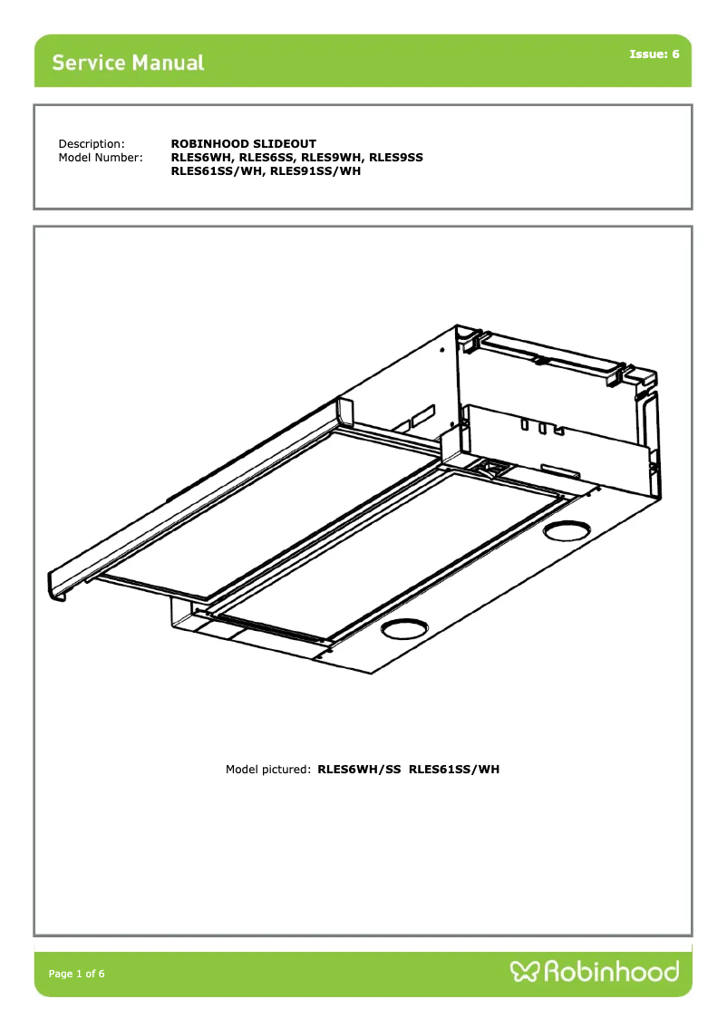 Page n°1 - Fiche technique Robinhood RLES61SS/WH