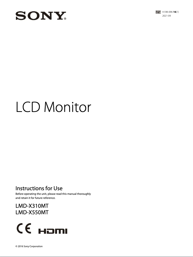 Image de la première page du manuel de l'appareil LMD-X310MT