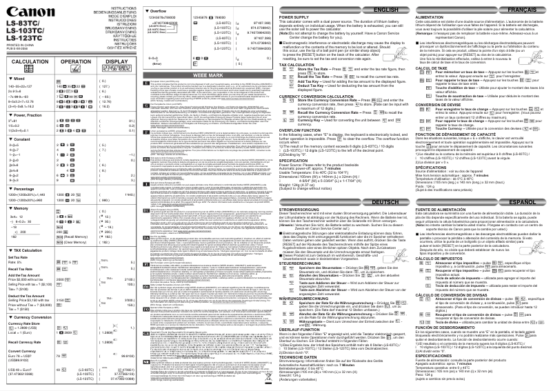 Image de la première page du manuel de l'appareil LS-103TC