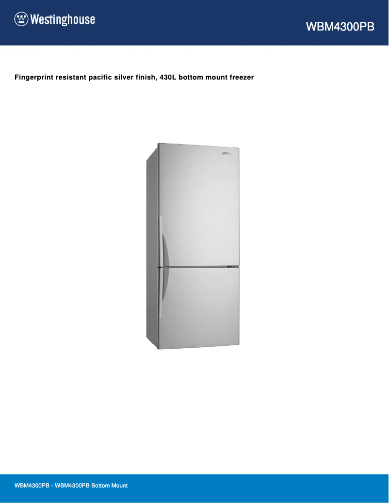 Page 1 de la notice Fiche technique Westinghouse WBM4300PB